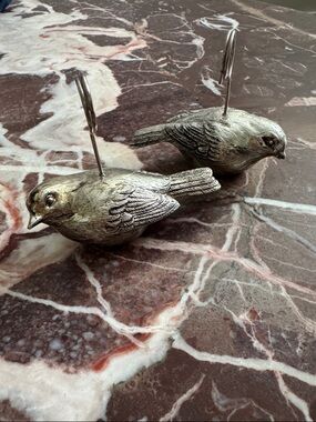 Decorative Bird Card Holders - Silver Finish